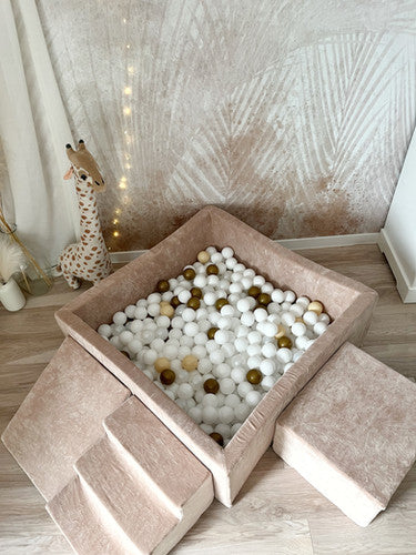 Moje. Speelset 3 elements Soft Velvet+Ballenbad 106x106x40cm  - Dark Beige