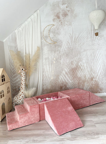 Moje. Speelset 5 elements Raspberry pink -incl. vierkant ballenbad - Soft Velvet