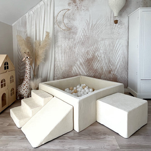 Moje. Speelset 3 elements Soft Velvet+Ballenbad 106x106x40cm  - Ecru