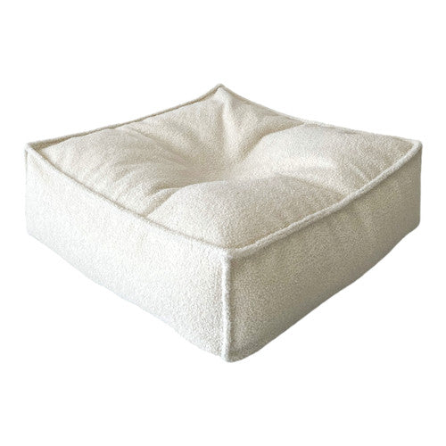 Moje. Bouclé Ottoman Cream - vierkante kinderpoef