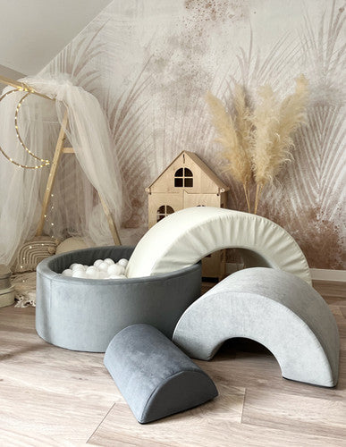 Moje. Regenboog speelset - Grey + Ballenbad 90x30 + 200 ballen