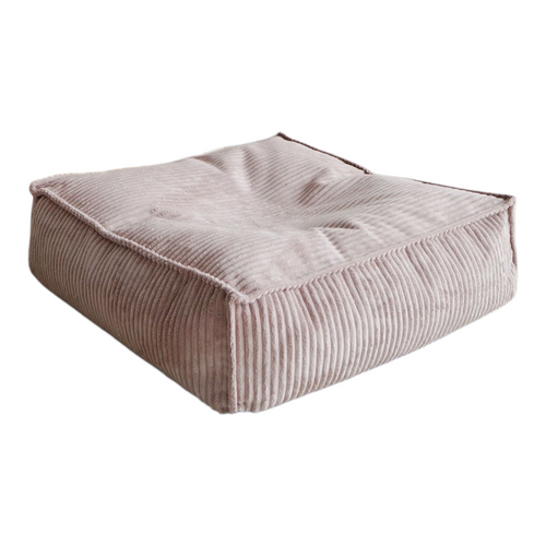 Moje. Velvet Rib Velvet - Ottoman  Dirty Pink - vierkante kinderpoef