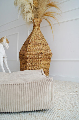 Moje. Velvet Rib Velvet - Ottoman Dark Beige - vierkante kinderpoef