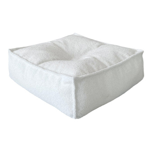 Moje. Bouclé Ottoman White - vierkante kinderpoef