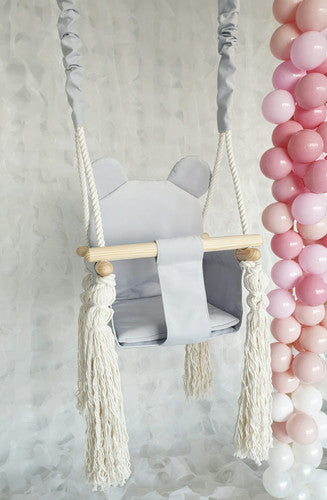 Babyschommel Teddybeer Grey