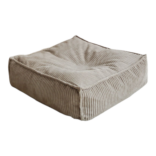 Moje. Velvet Rib Velvet - Ottoman Dark Beige - vierkante kinderpoef