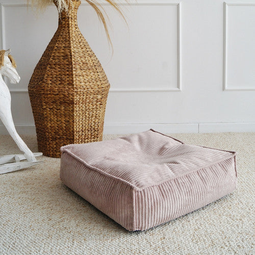 Moje. Velvet Rib Velvet - Ottoman  Dirty Pink - vierkante kinderpoef